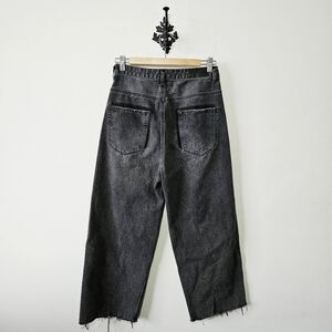 Neon Blonde Wide Leg Jeans Size 28 Black Wash Raw Hem EUC